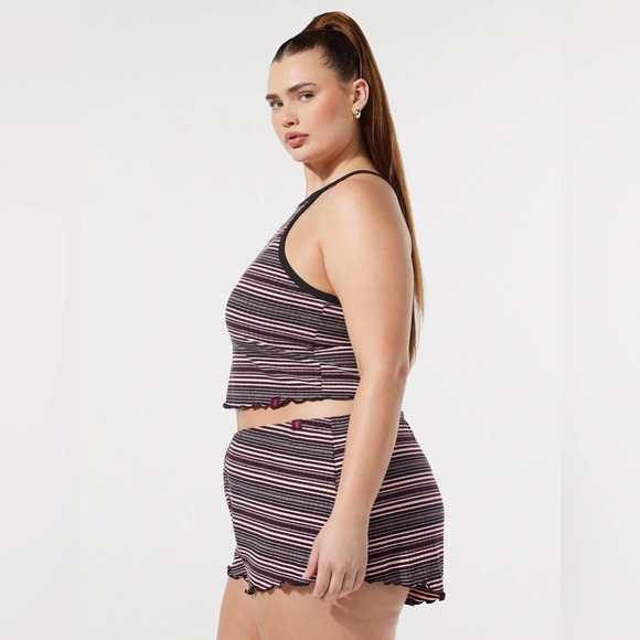 Savage x Fenty SET Thicc Rib Cami and Booty Short in Fine Wine Purple Line Werk - Picture 3 of 14